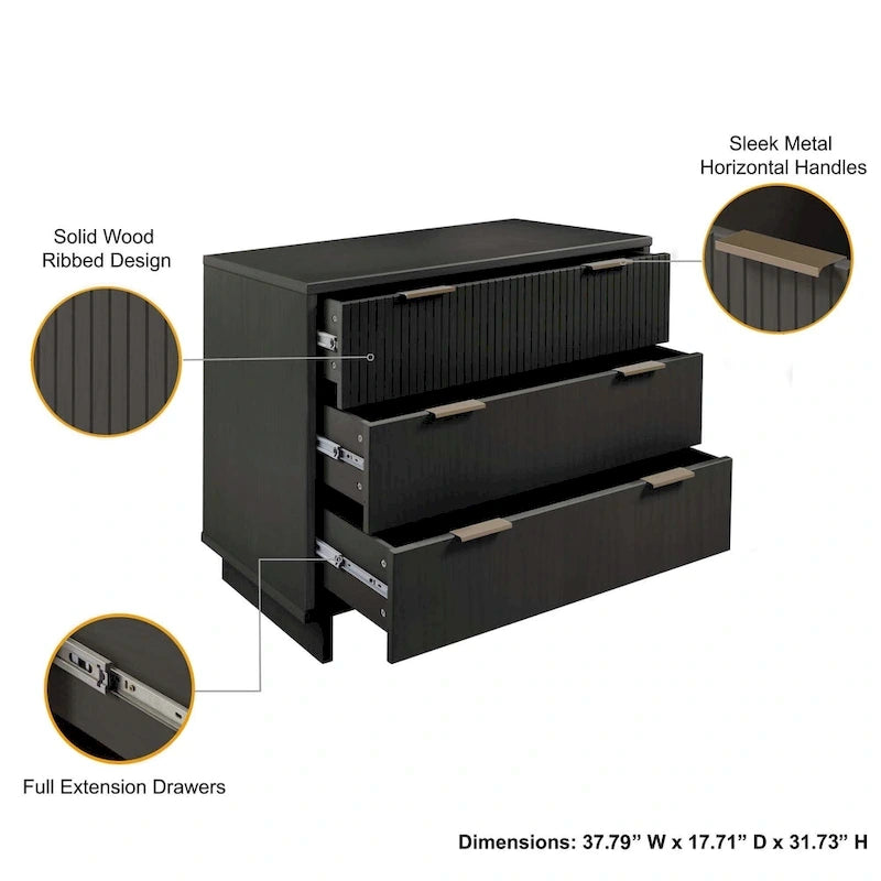 Manhattan Comfort 2-Piece Granville Modern Solid Wood Standard Dresser and Nightstand Set-39