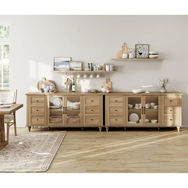 Glass Door Farmhouse TV Stand for TVs Up to 75 inch, Wood Universal TV Console Table-15