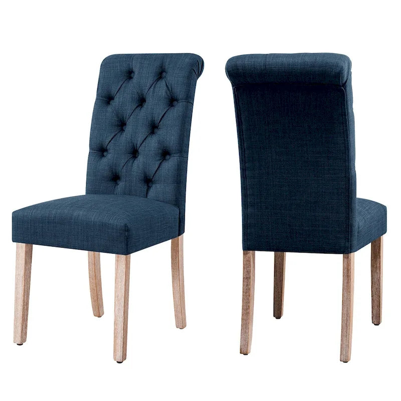 CHUN YI Linen Parsons Modern Button Dining Chair (Set of 2)-18