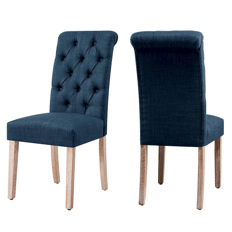 CHUN YI Linen Parsons Modern Button Dining Chair (Set of 2)