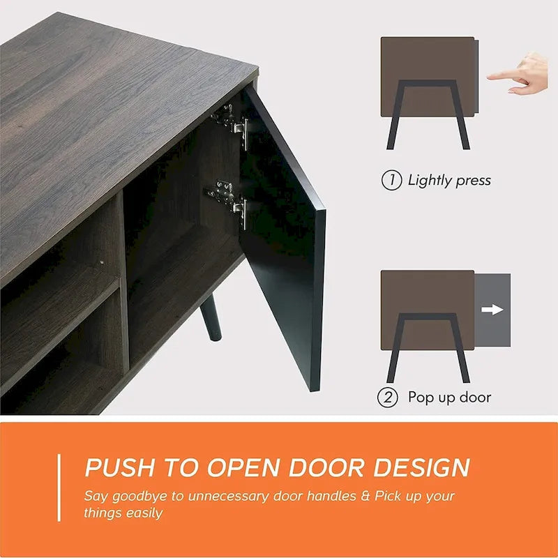 Mid Century Modern TV Stand 61.6 inch Black & Grey-12