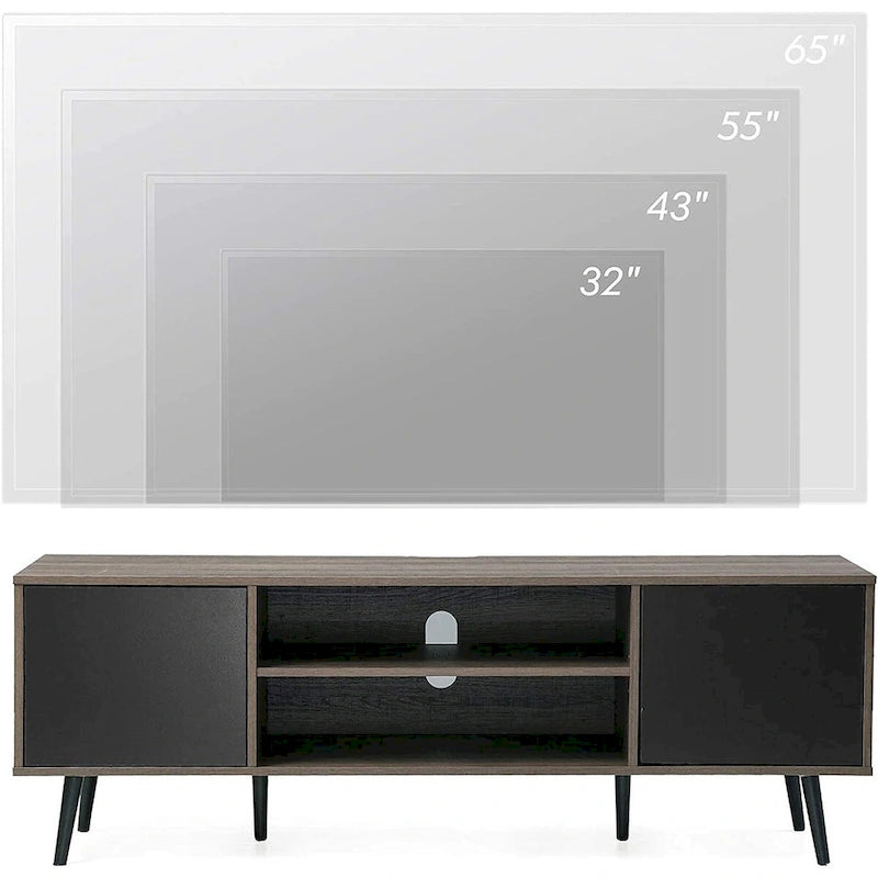 Mid Century Modern TV Stand 61.6 inch Black & Grey-14
