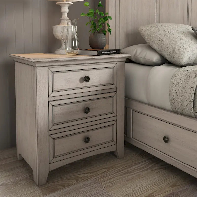 Ediline 3-drawer Wood Modular Storage Nightstand with Charging Station by iNSPIRE Q Classic