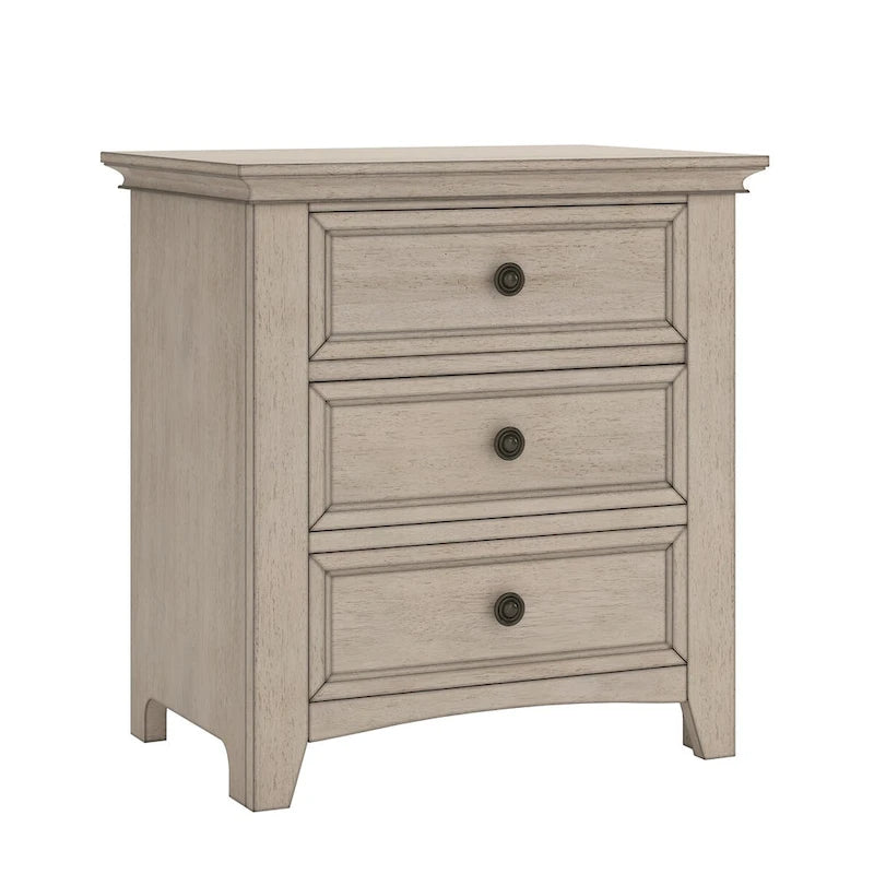 Grey Wood 3-Drawer Nightstand with USB Charging Station-5