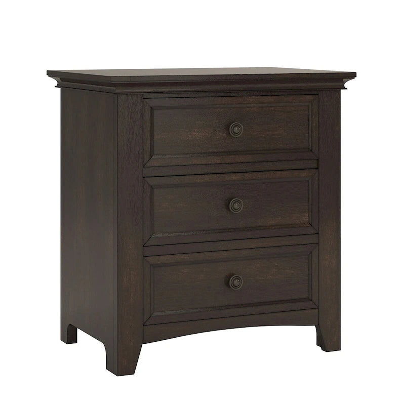 Grey Wood 3-Drawer Nightstand with USB Charging Station-6