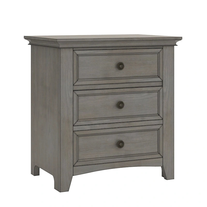 Grey Wood 3-Drawer Nightstand with USB Charging Station-7