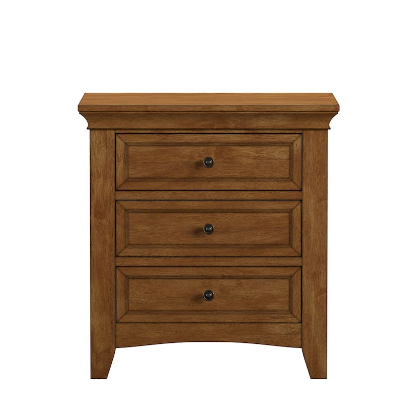 Grey Wood 3-Drawer Nightstand with USB Charging Station-9