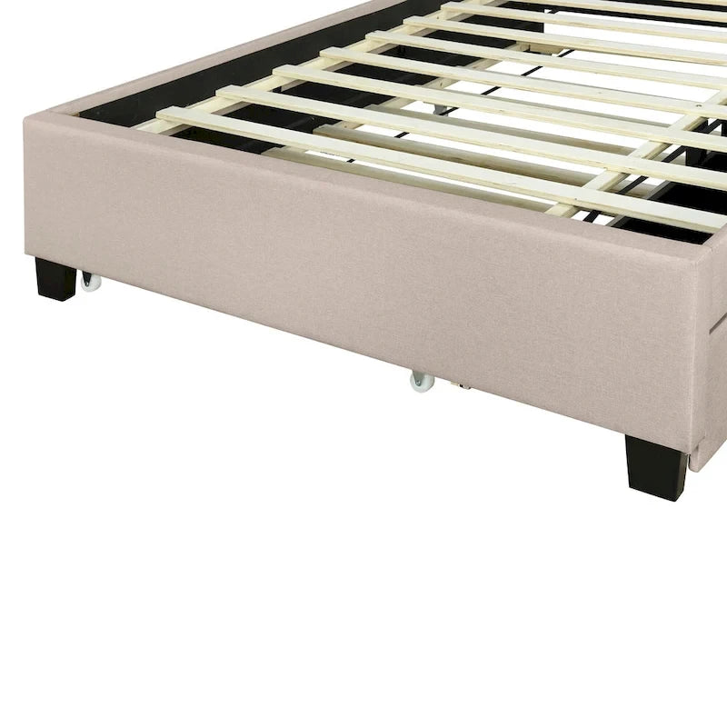 Upholstered Platform Bed with Storage Headboard-15