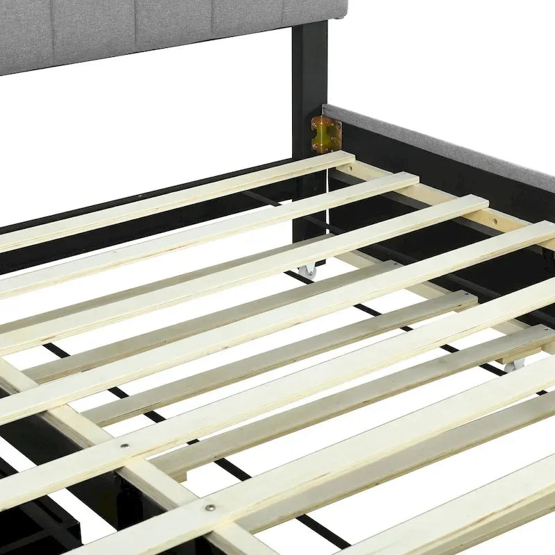 Upholstered Platform Bed with Storage Headboard-26