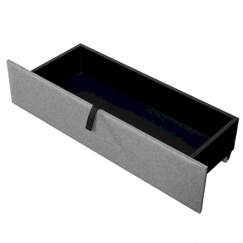 Upholstered Platform Bed with Storage Headboard-36