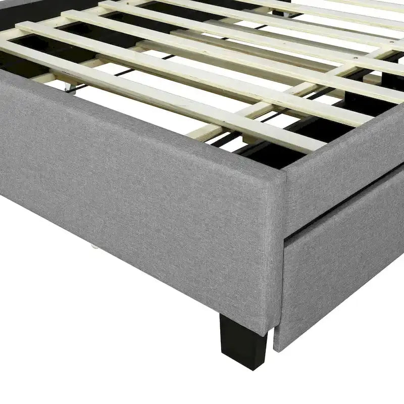 Upholstered Platform Bed with Storage Headboard-37