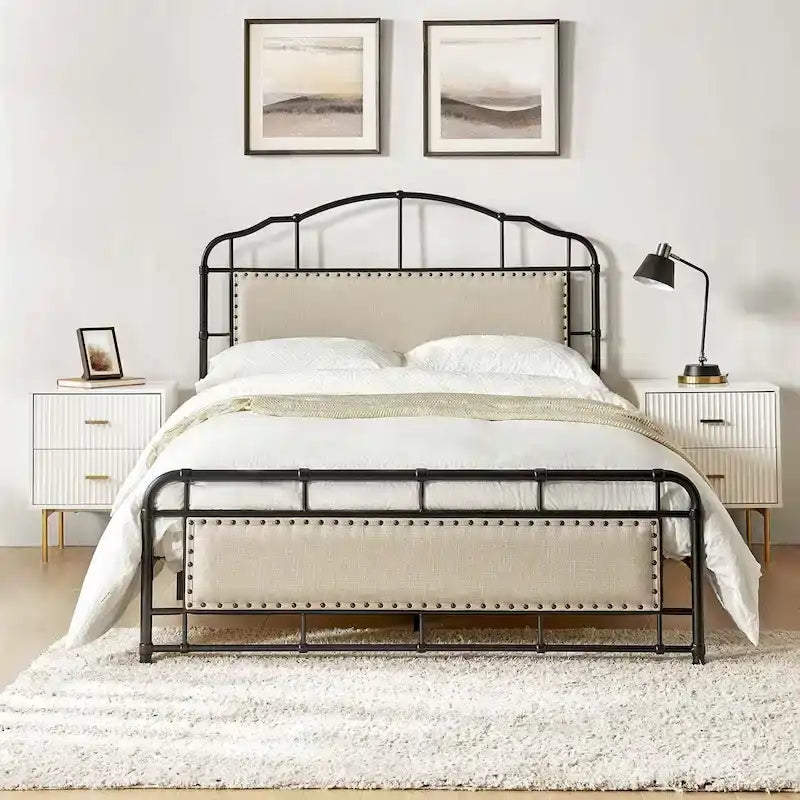 Eufemia Industrial 62 High Headboard Platform Metal Bed Frame by HULALA HOME-23