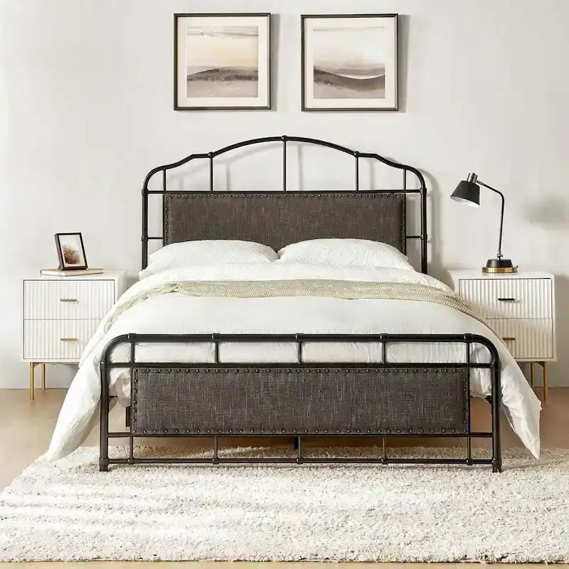 Eufemia Industrial 62 High Headboard Platform Metal Bed Frame by HULALA HOME-24