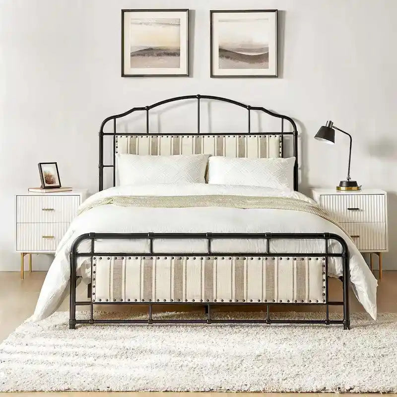 Eufemia Industrial 62 High Headboard Platform Metal Bed Frame by HULALA HOME-25