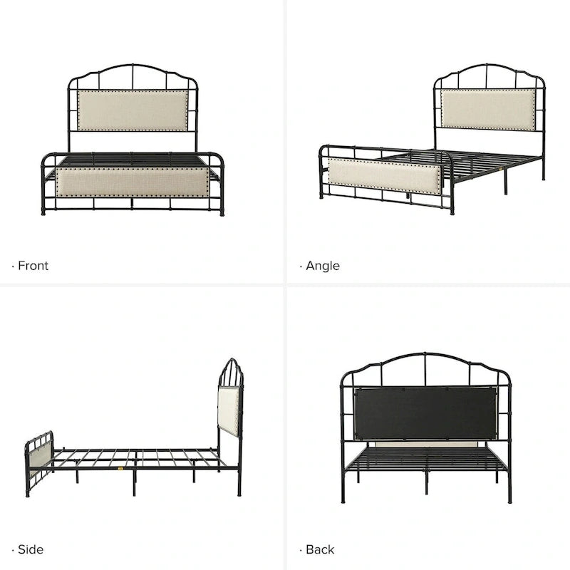Eufemia Industrial 62 High Headboard Platform Metal Bed Frame by HULALA HOME-4