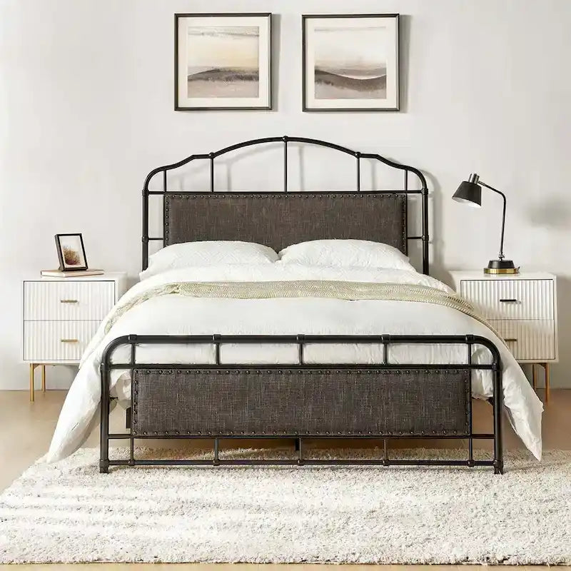 Eufemia Industrial 62 High Headboard Platform Metal Bed Frame by HULALA HOME-9