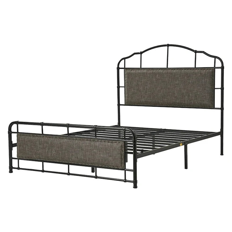 Eufemia Industrial 62 High Headboard Platform Metal Bed Frame by HULALA HOME-10