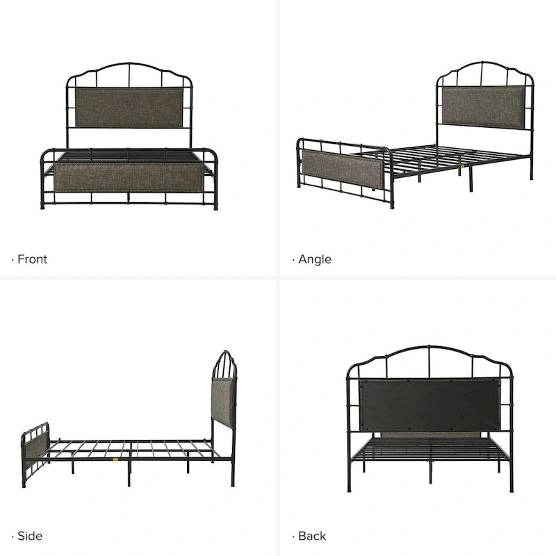 Eufemia Industrial 62 High Headboard Platform Metal Bed Frame by HULALA HOME-12
