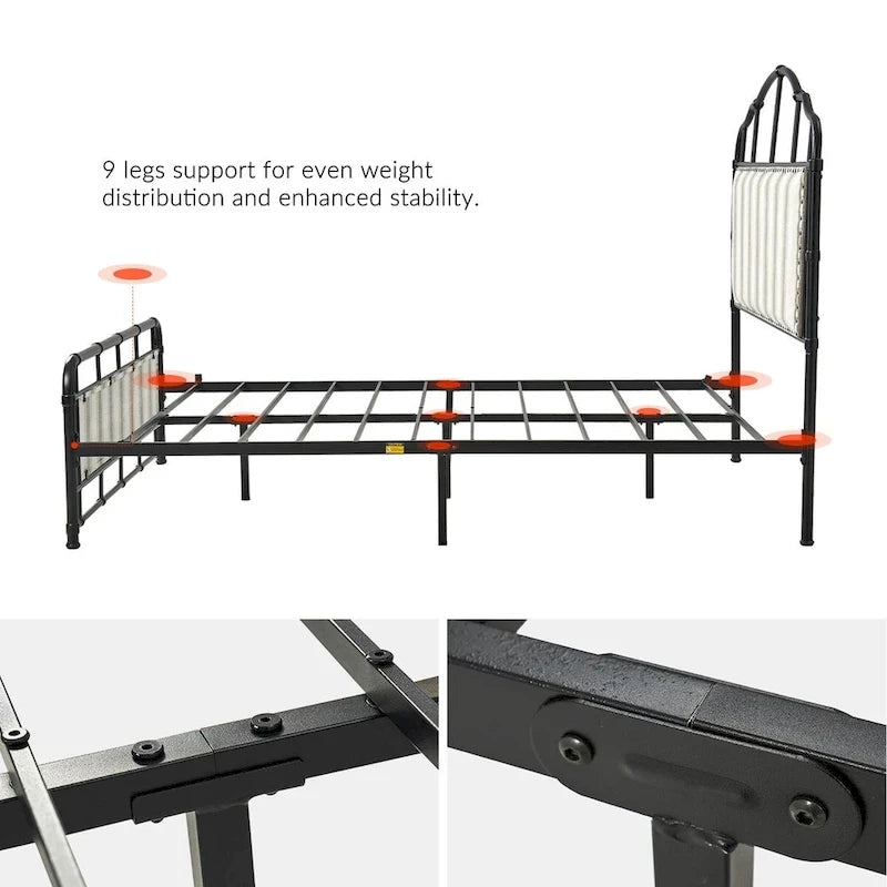 Eufemia Industrial 62 High Headboard Platform Metal Bed Frame by HULALA HOME-20