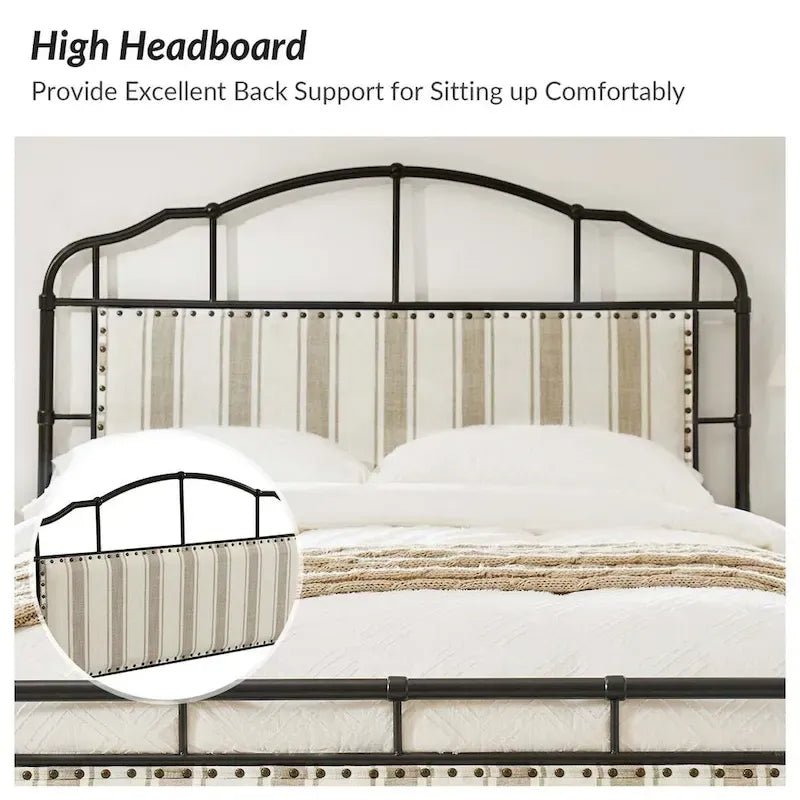 Eufemia Industrial 62 High Headboard Platform Metal Bed Frame by HULALA HOME-21