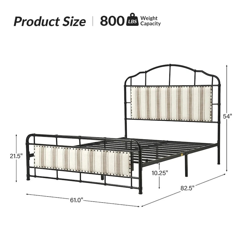 Eufemia Industrial 62 High Headboard Platform Metal Bed Frame by HULALA HOME-22