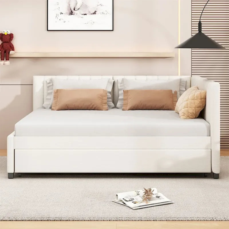 Merax Full Size Upholstered Daybed with Trundle-2