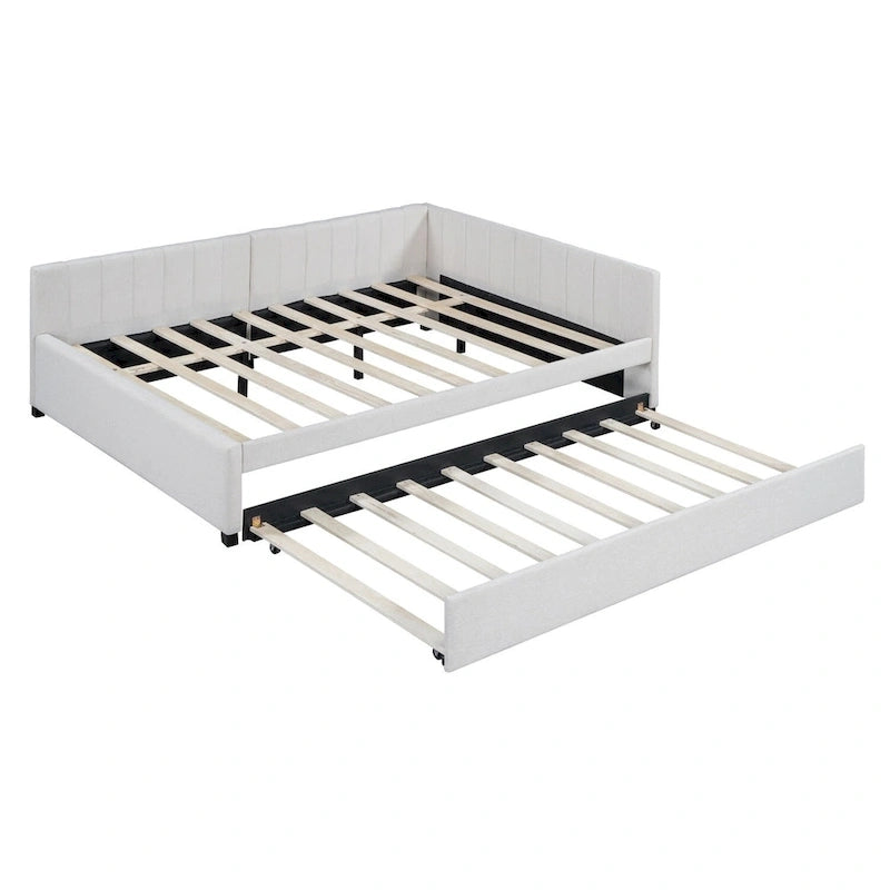 Merax Full Size Upholstered Daybed with Trundle-5