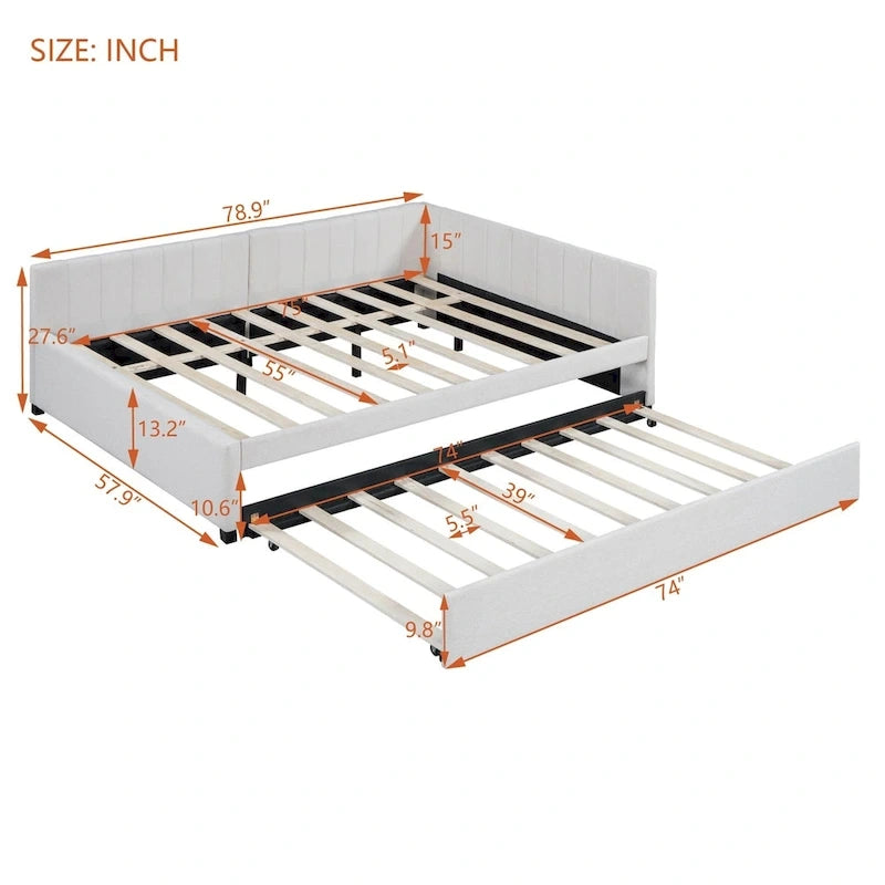 Merax Full Size Upholstered Daybed with Trundle-8