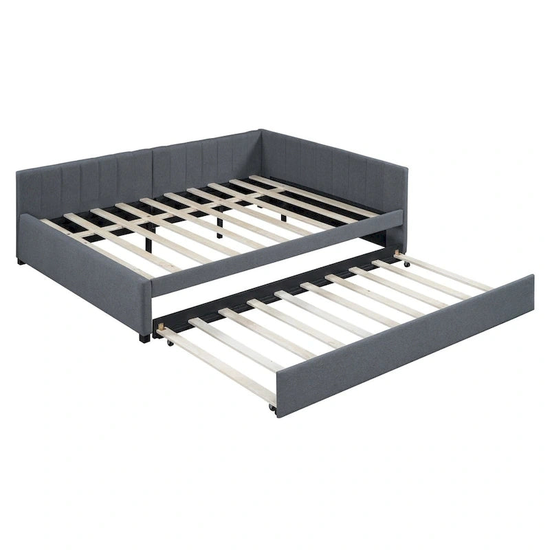 Merax Full Size Upholstered Daybed with Trundle-11