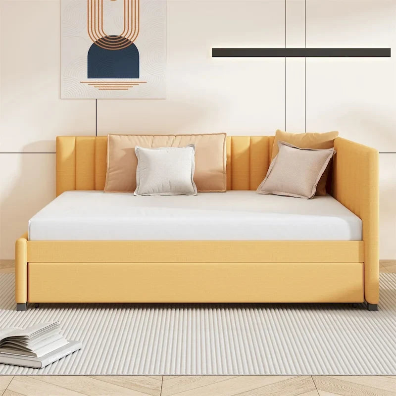 Merax Full Size Upholstered Daybed with Trundle-18