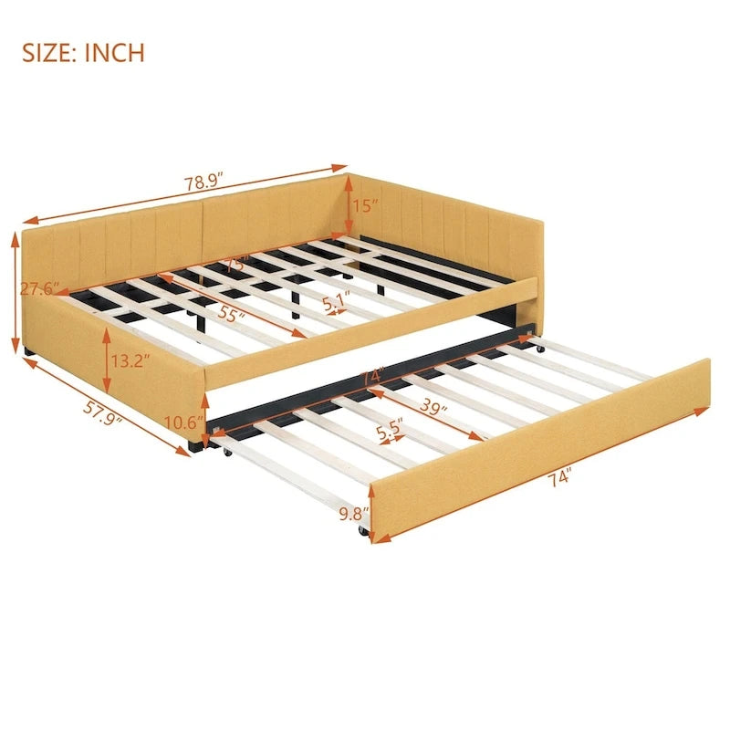 Merax Full Size Upholstered Daybed with Trundle-24
