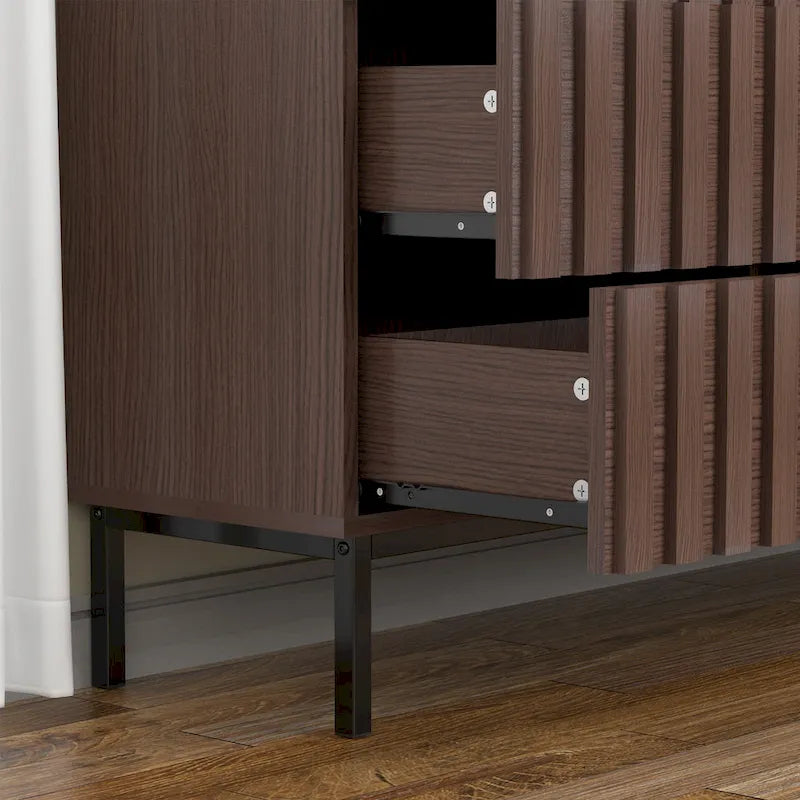 Mid Century Nightstand 2 Drawers & Storage Space Accent End Table Bedside Table-6