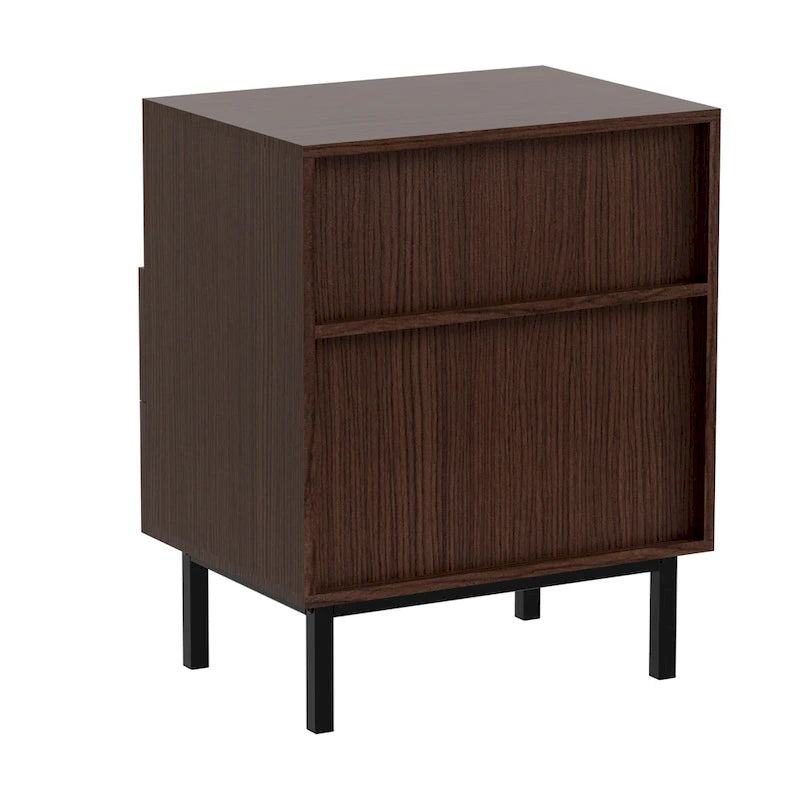 Mid Century Nightstand 2 Drawers & Storage Space Accent End Table Bedside Table-7