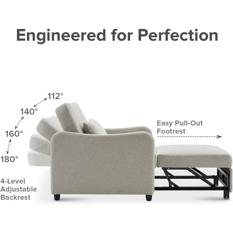 Curved Boucle Sleeper Chair 4-in-1 Convertible Single Bed-6