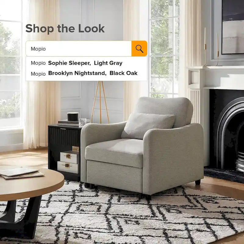 Curved Boucle Sleeper Chair 4-in-1 Convertible Single Bed-10