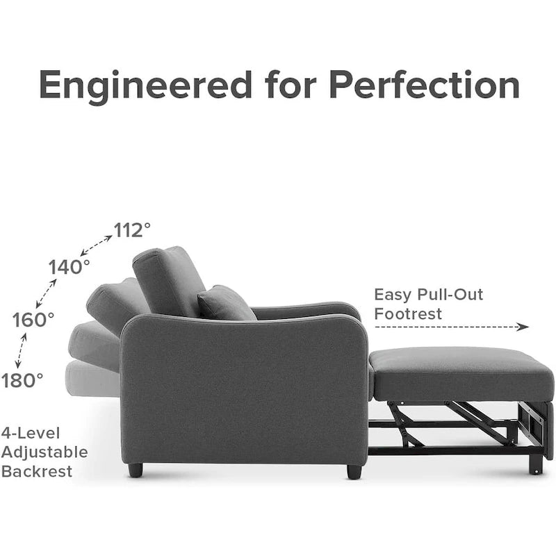 Curved Boucle Sleeper Chair 4-in-1 Convertible Single Bed-13