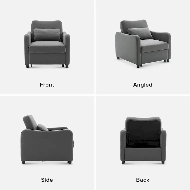 Curved Boucle Sleeper Chair 4-in-1 Convertible Single Bed-15