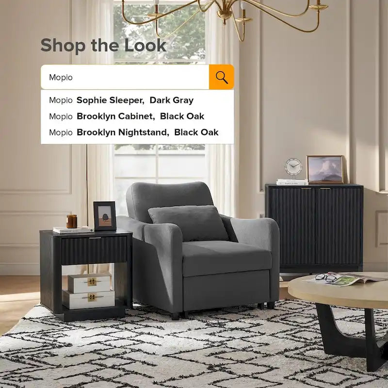 Curved Boucle Sleeper Chair 4-in-1 Convertible Single Bed-16