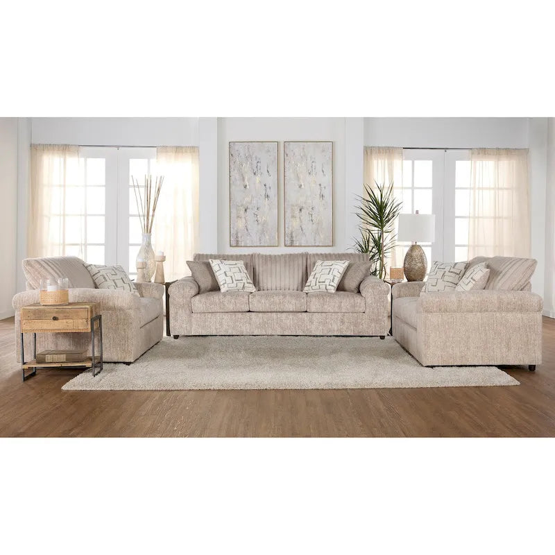 Roundhill Furniture Nason Wide Wale Corduroy Sofa, Loveseat, and Cuddle Chair Set-24