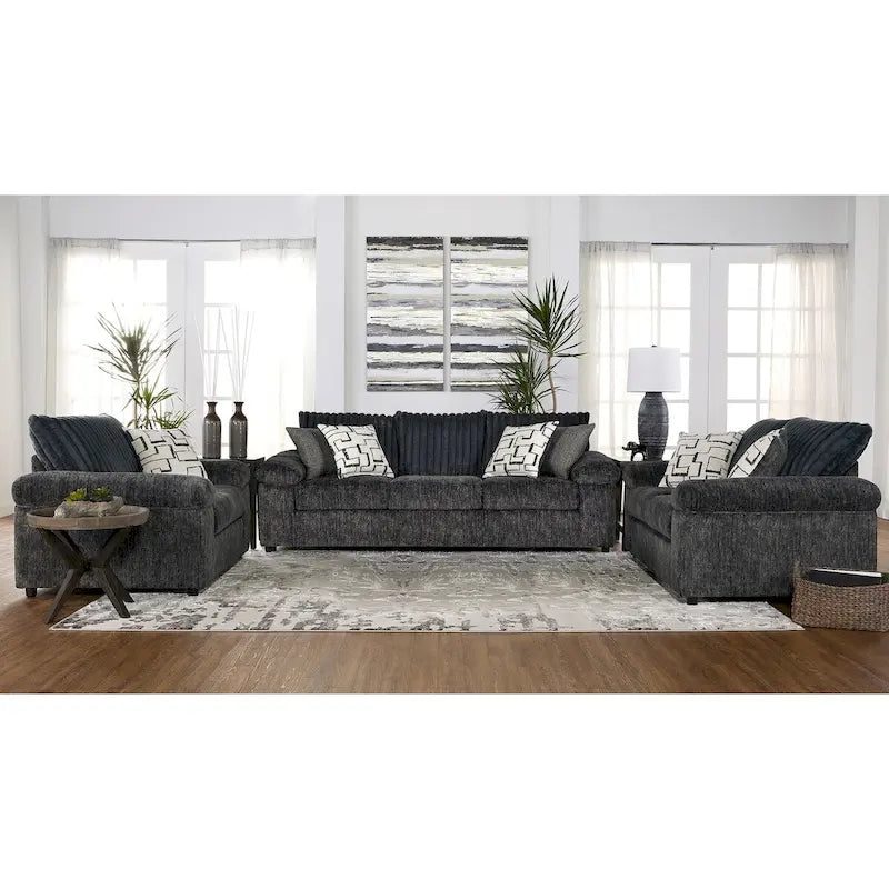 Roundhill Furniture Nason Wide Wale Corduroy Sofa, Loveseat, and Cuddle Chair Set-25