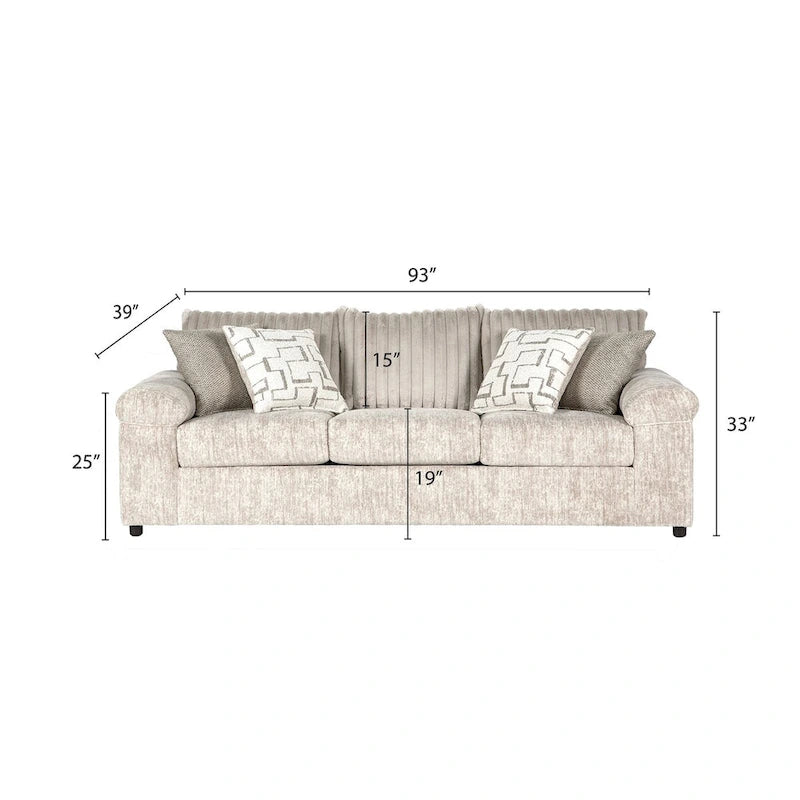 Roundhill Furniture Nason Wide Wale Corduroy Sofa, Loveseat, and Cuddle Chair Set-10