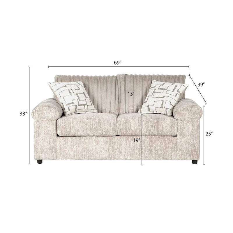 Roundhill Furniture Nason Wide Wale Corduroy Sofa, Loveseat, and Cuddle Chair Set-11