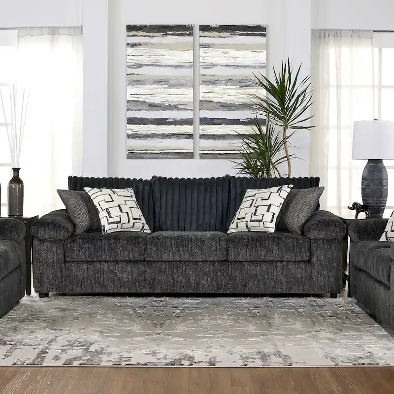 Roundhill Furniture Nason Wide Wale Corduroy Sofa, Loveseat, and Cuddle Chair Set-14