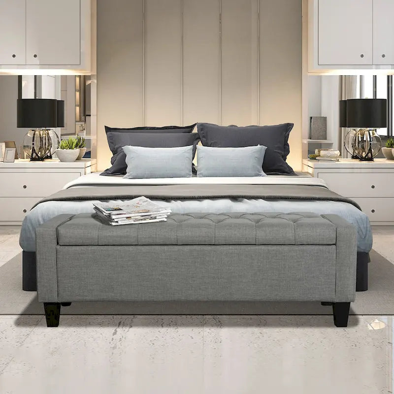 Porthos Home Wren Fabric Button Tufted Storage Bench