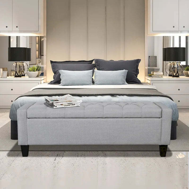 Porthos Home Wren Fabric Button Tufted Storage Bench-3