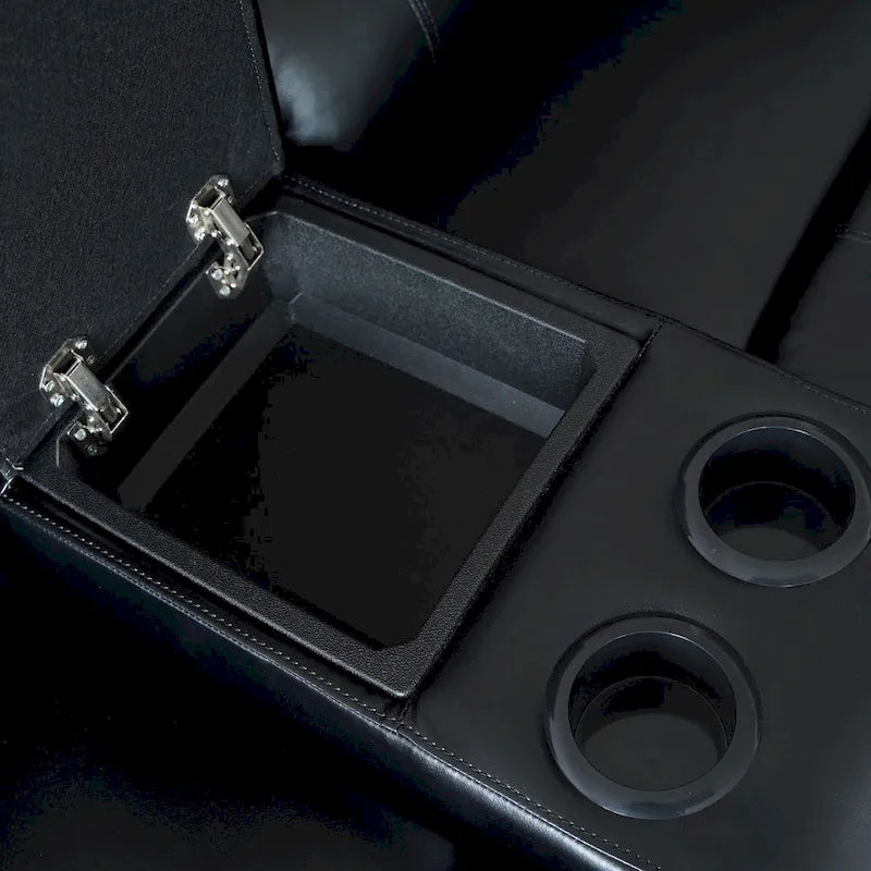 2-Piece Classic Faux Leather Manual Reclining Living Room Sofa Set with Console and Cup Holders-14