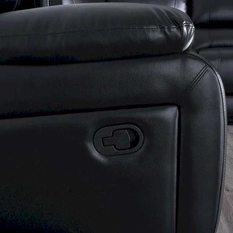 2-Piece Classic Faux Leather Manual Reclining Living Room Sofa Set with Console and Cup Holders-15