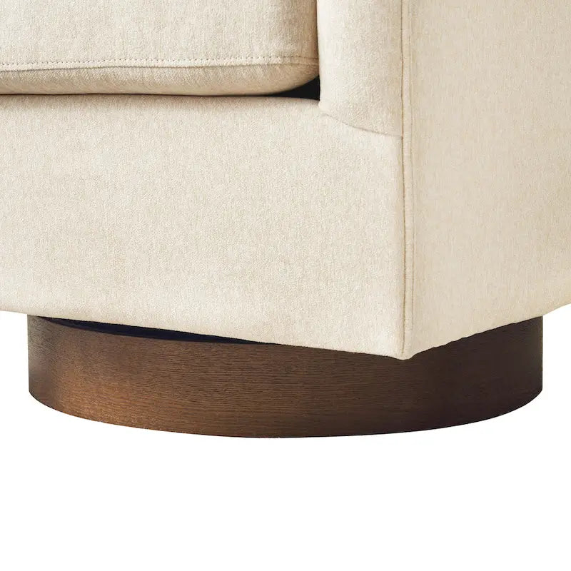 LUE BONA Modern Living Room Armchair Upholstered Wooden Barrel Swivel Accent Chair-7