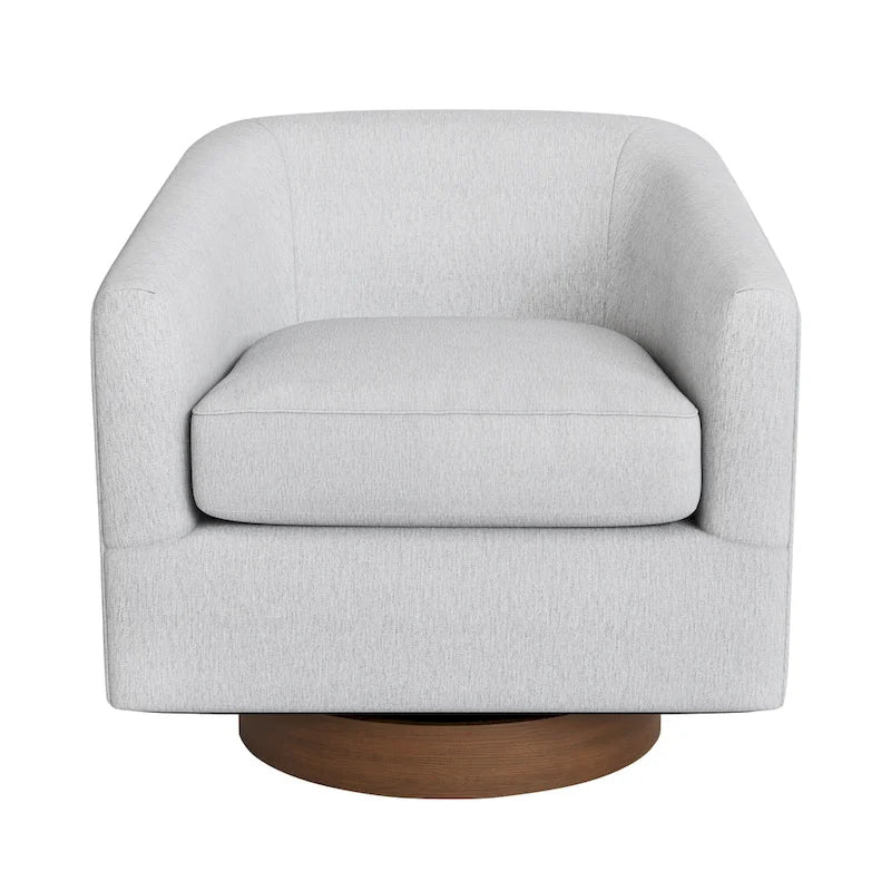 LUE BONA Modern Living Room Armchair Upholstered Wooden Barrel Swivel Accent Chair-16