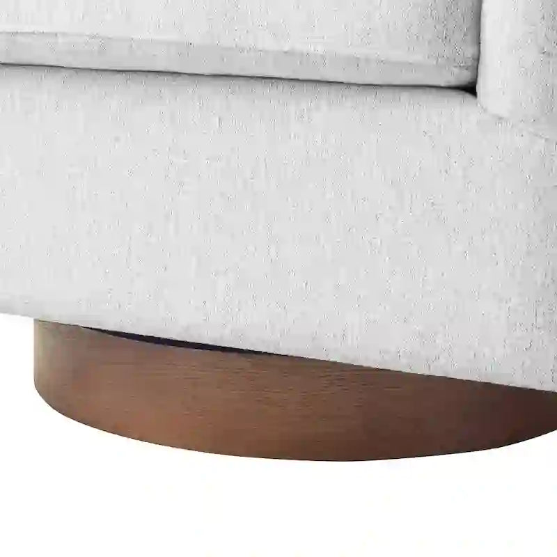 LUE BONA Modern Living Room Armchair Upholstered Wooden Barrel Swivel Accent Chair-21